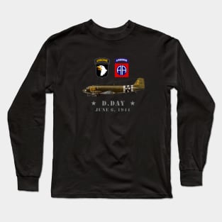 USA Paratroopers D-Day WWII Normandy 82nd 101nd Airborne Long Sleeve T-Shirt